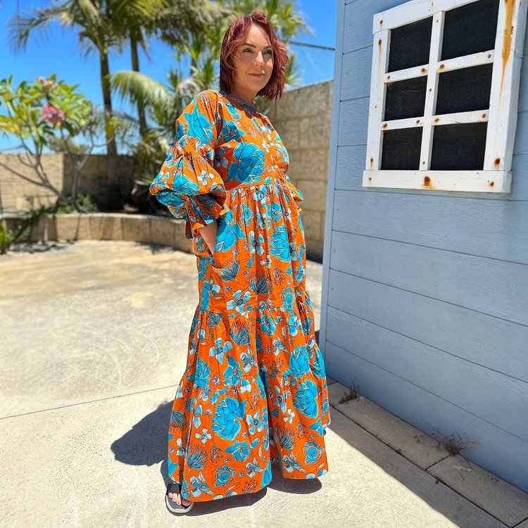 Willow Dress in Bush Ballet on Citrus