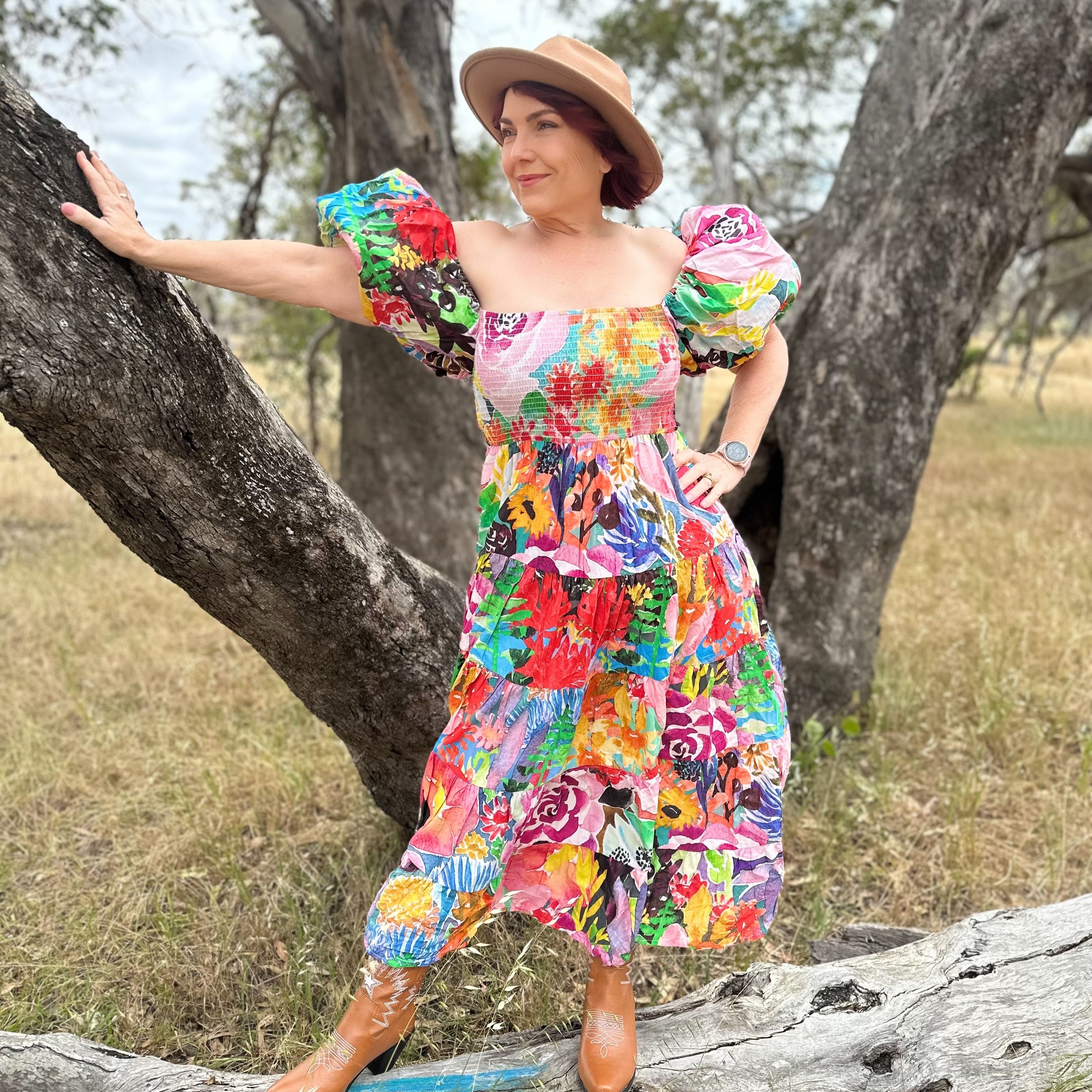 Abby Dress in Floral Coral