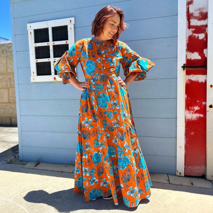 Willow Dress in Bush Ballet on Citrus