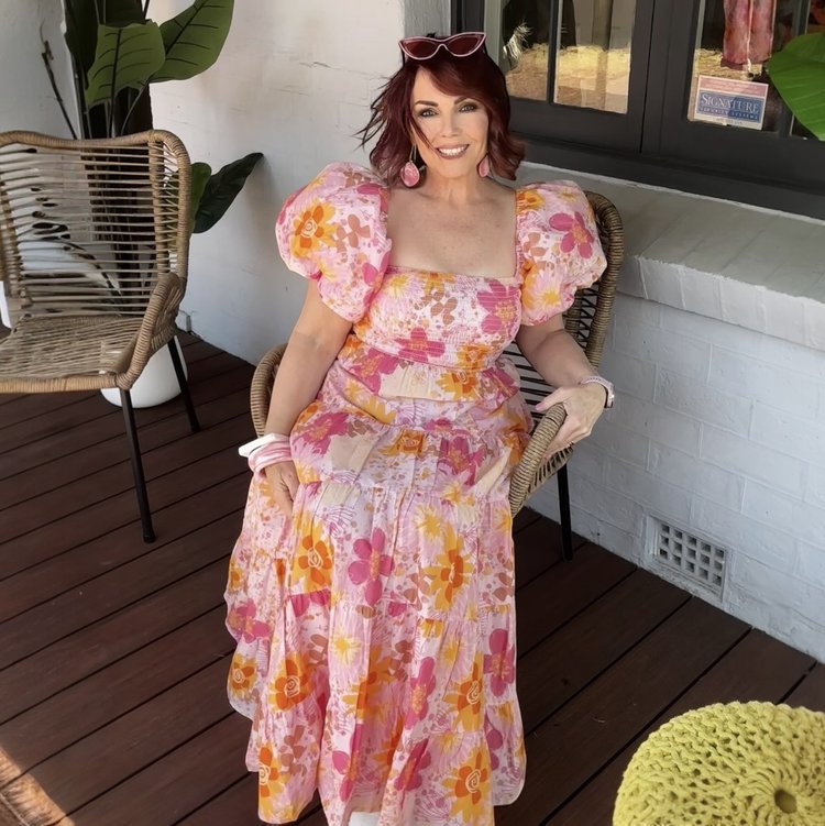 Abby Dress in Splatters Matters on Blush