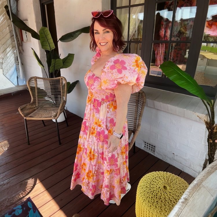 Abby Dress in Splatters Matters on Blush