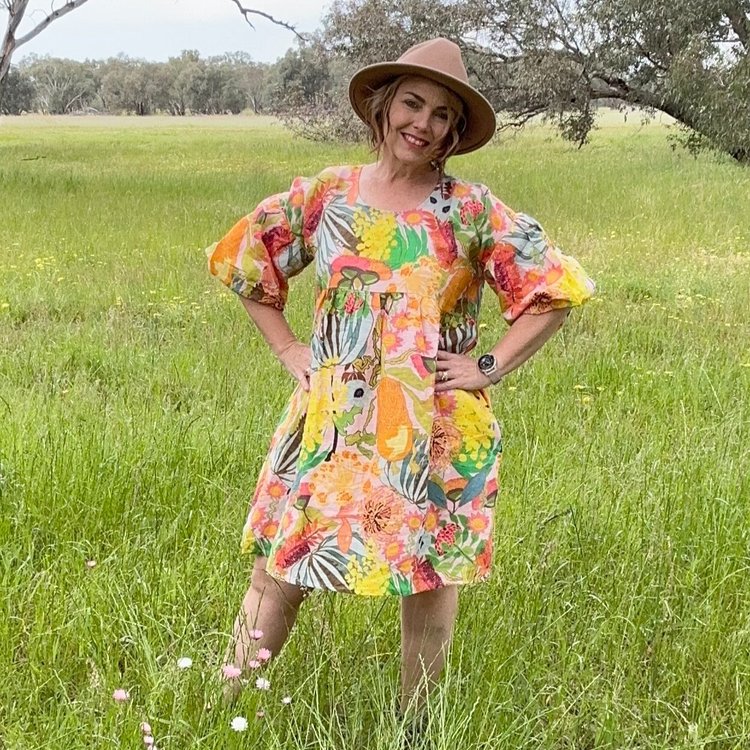 Athena Linen - Wildflower Power on Blush