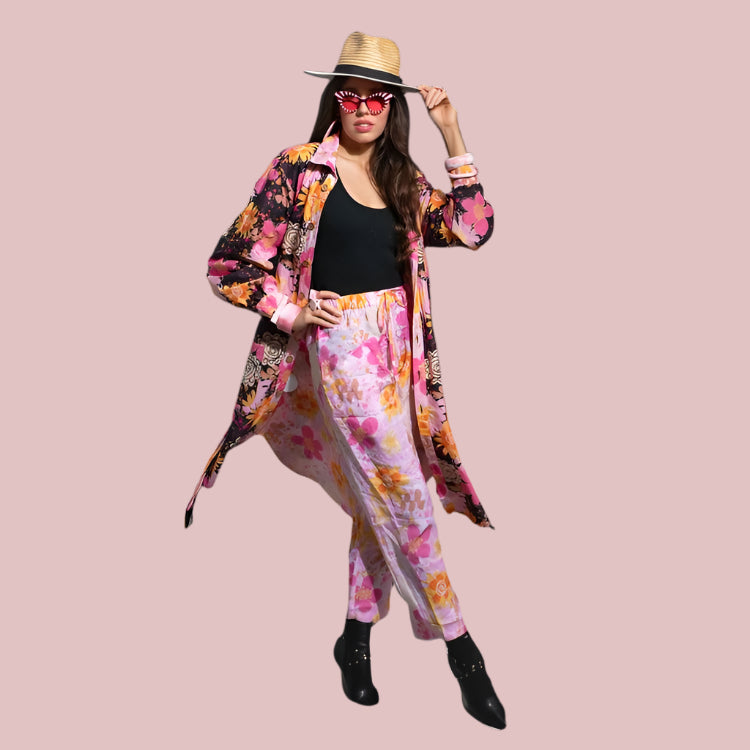 Long Linen Pants in Splatters Matters on Blush
