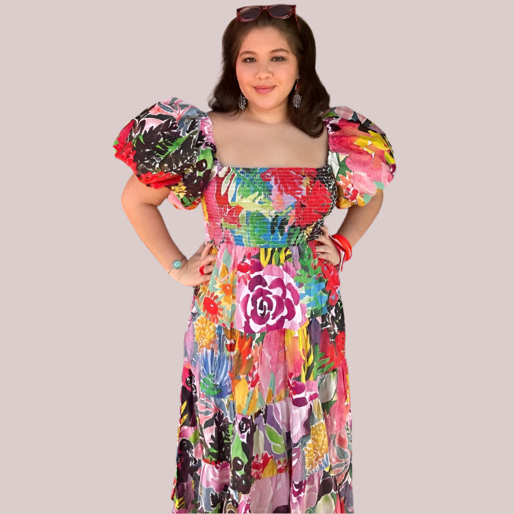 Abby Dress in Floral Coral