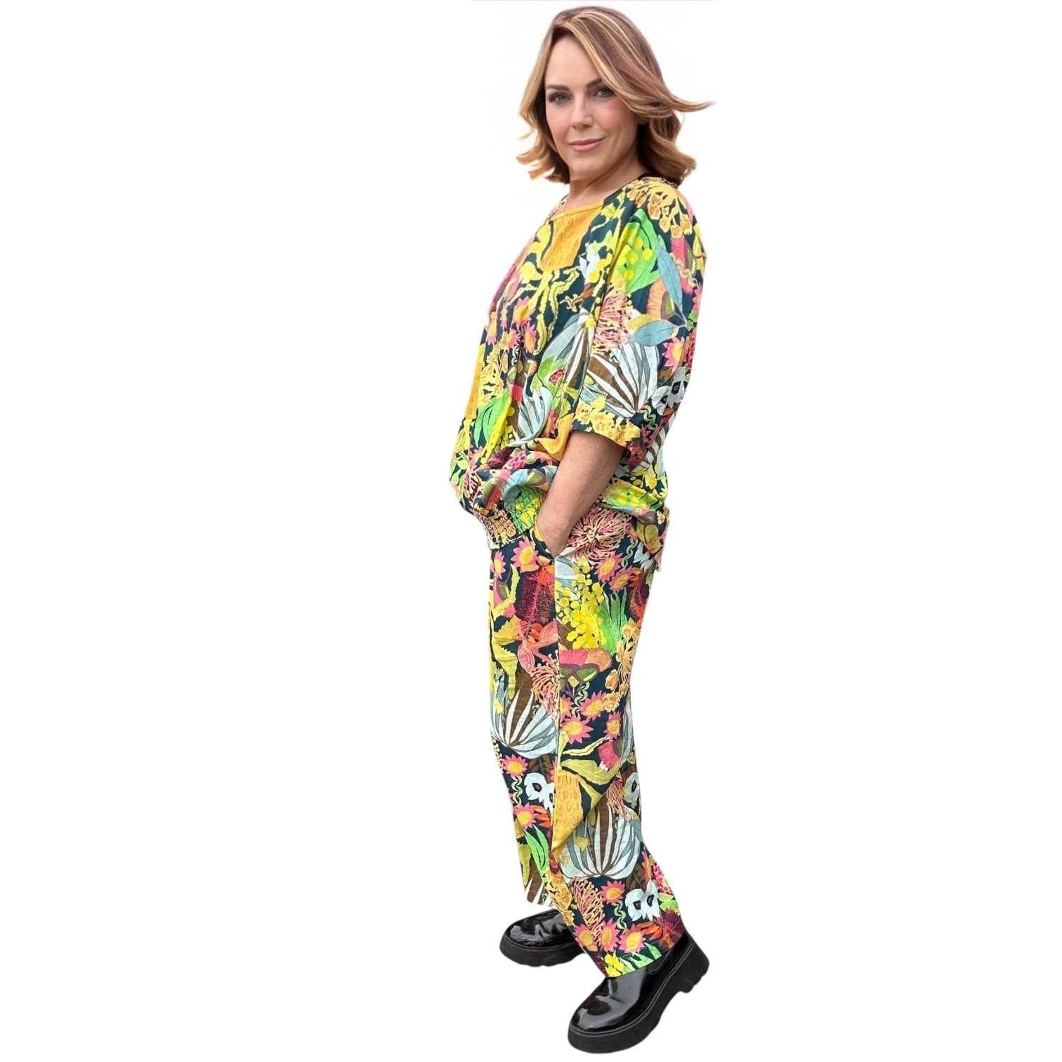 Scrubs or Casual Top in Wildflowers Navy