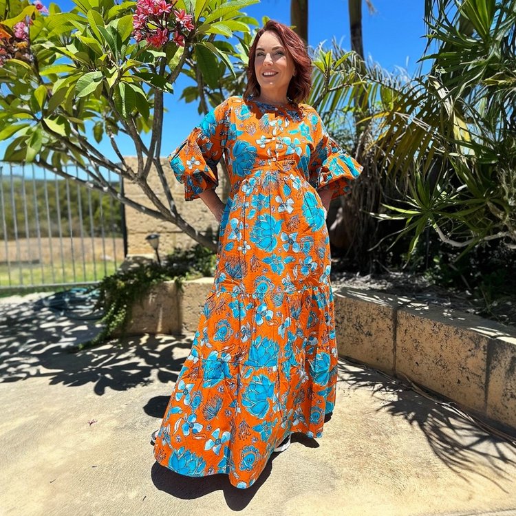Willow Dress in Bush Ballet on Citrus