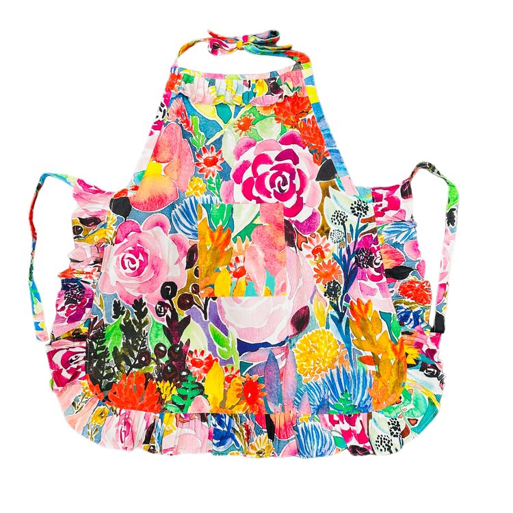 Vintage Apron in Floral Coral