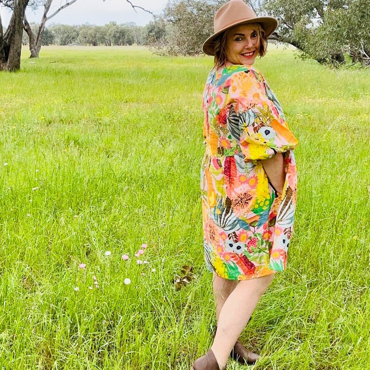 Athena Linen - Wildflower Power on Blush