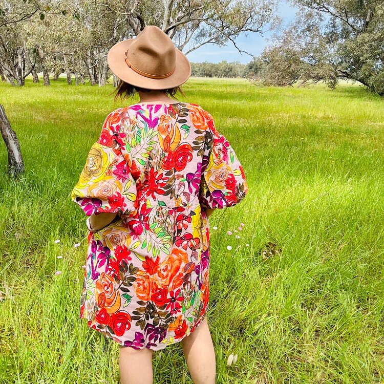 Athena Linen - Summer Garden on Lavender