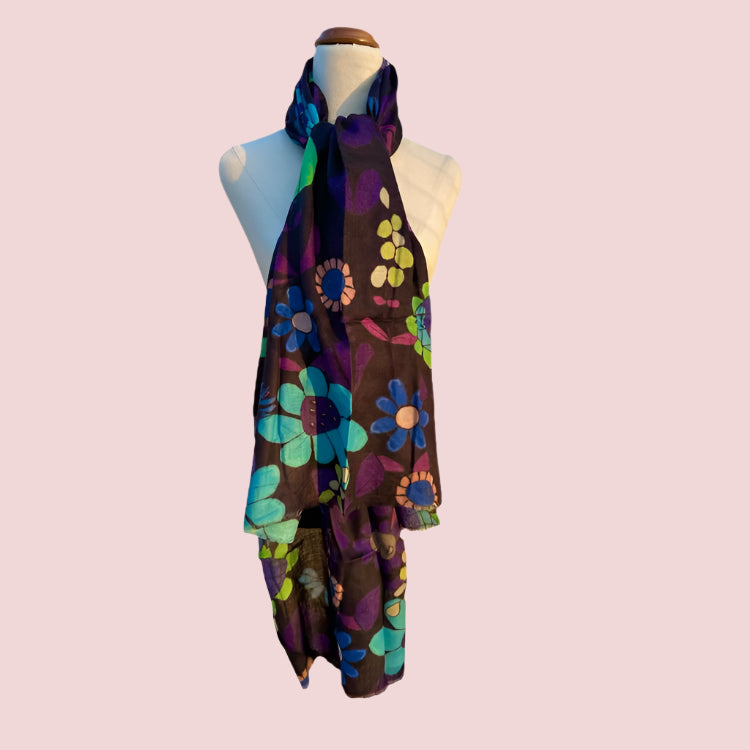 Pure Wool Scarf in TweedleDee on Navy