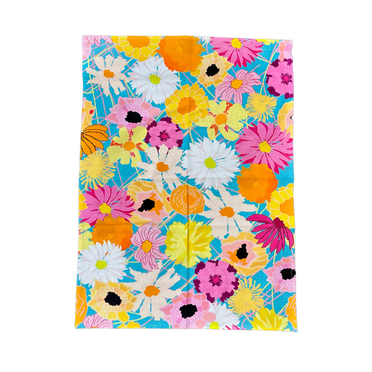 Tea Towel - Fire and Ice on Turquoise