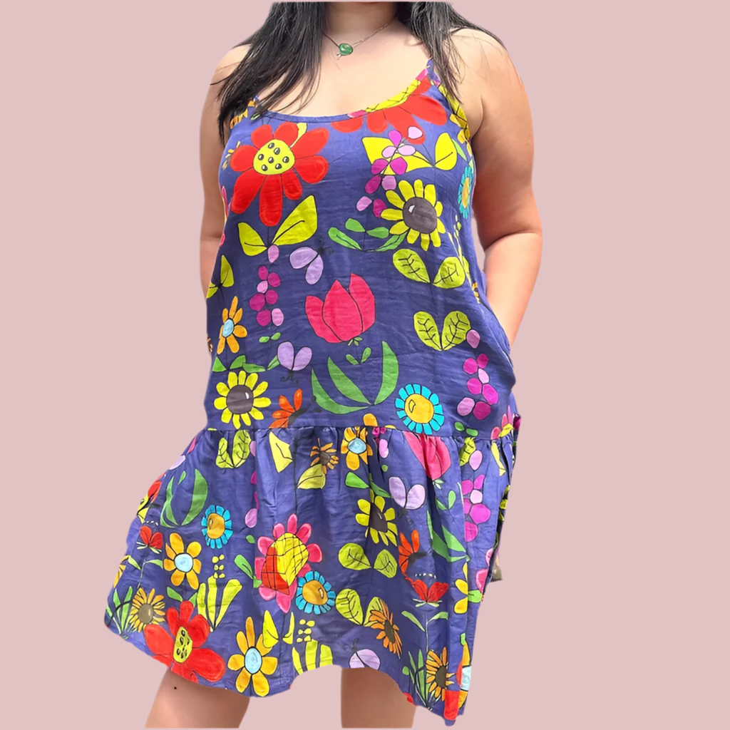 Tiarna Cami Linen in TweedleDee on Denim