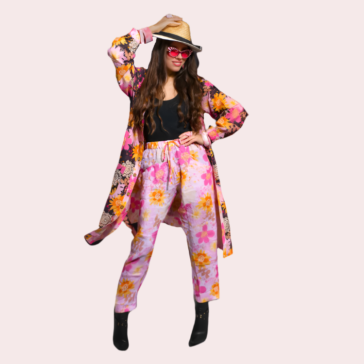 Long Linen Pants in Splatters Matters on Blush
