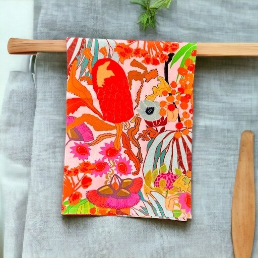 Tea Towel - Bushfire on Blush