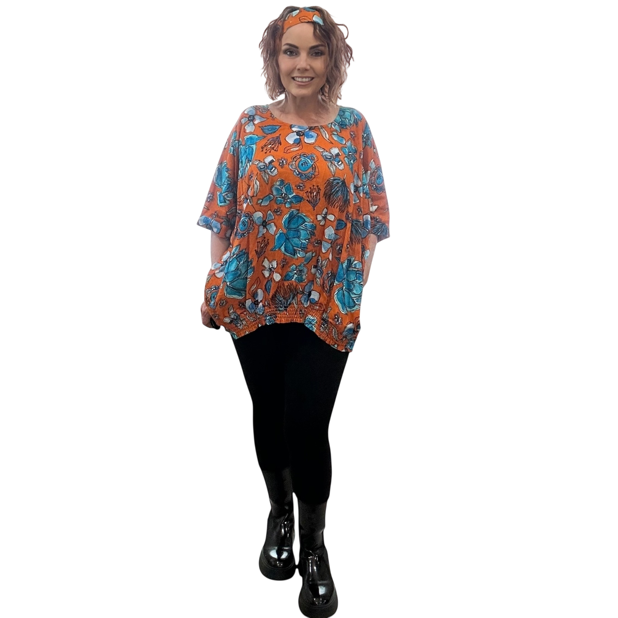Scrubs or Casual Top in Bush Ballet Burnt Orange