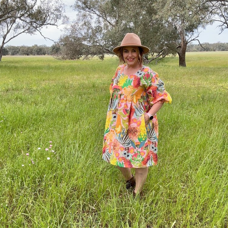 Athena Linen - Wildflower Power on Blush