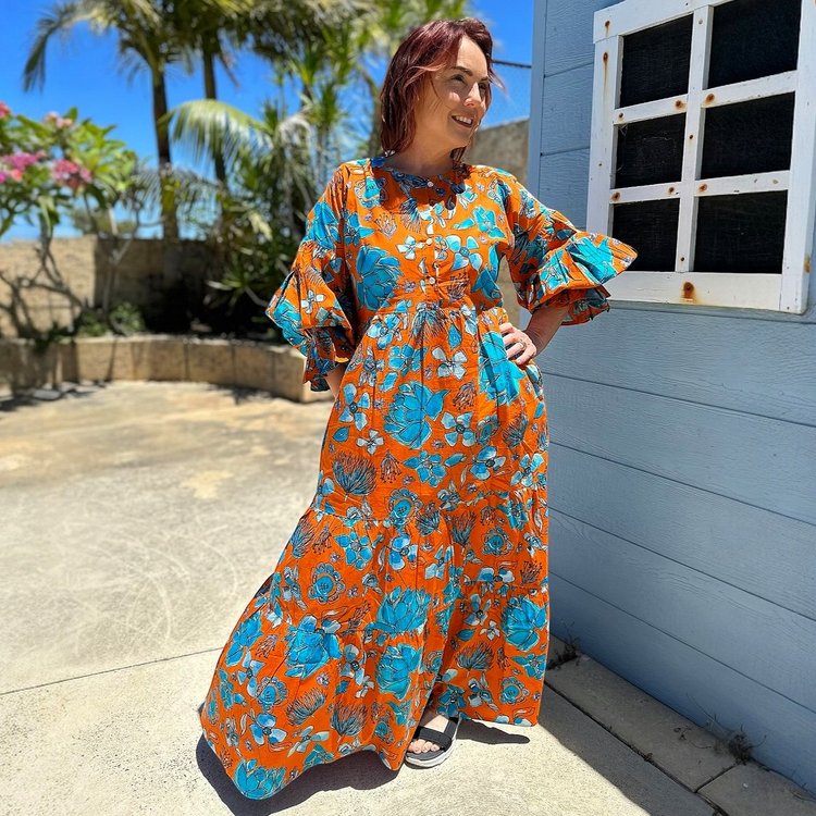 Willow Dress in Bush Ballet on Citrus