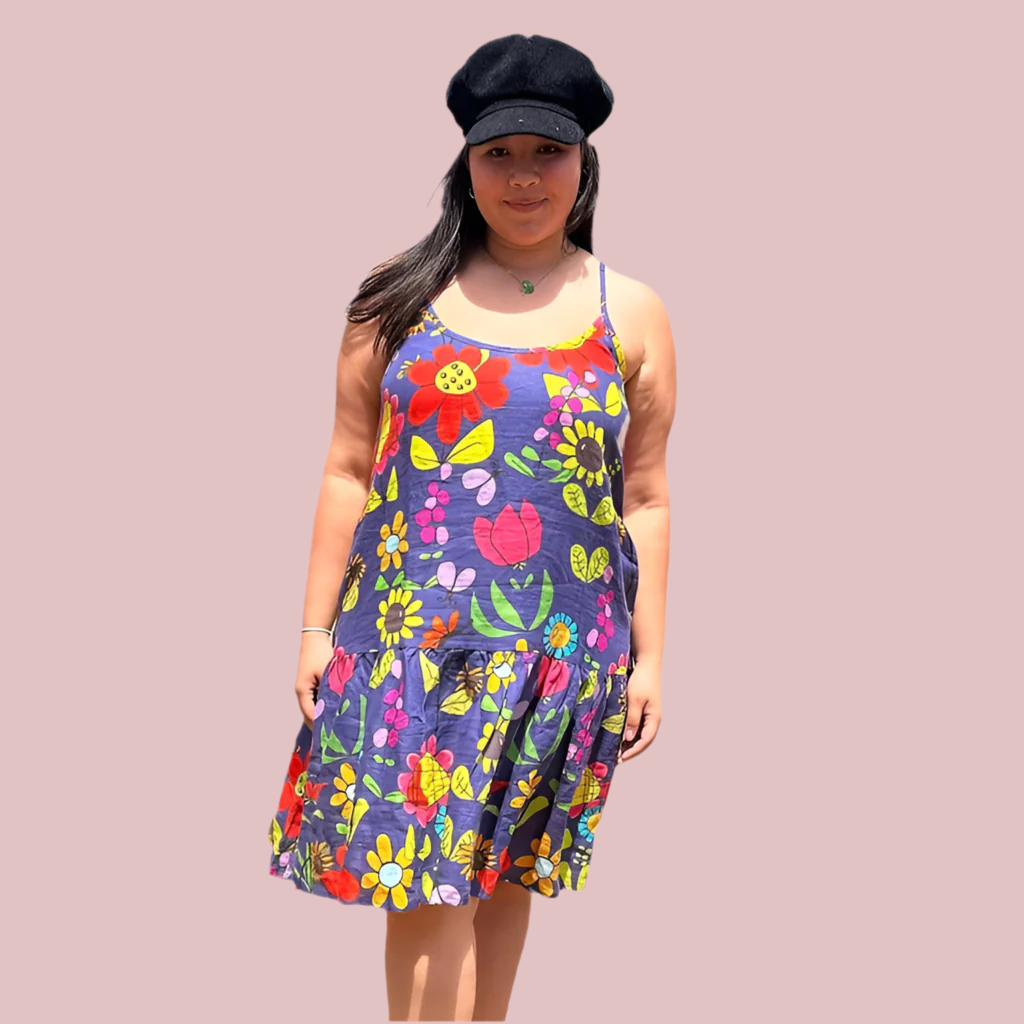 Tiarna Cami Linen in TweedleDee on Denim
