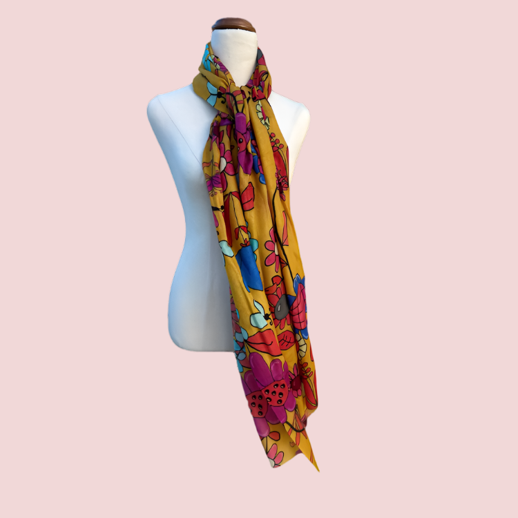 Pure Wool Scarf in TweedleDee on Caramel