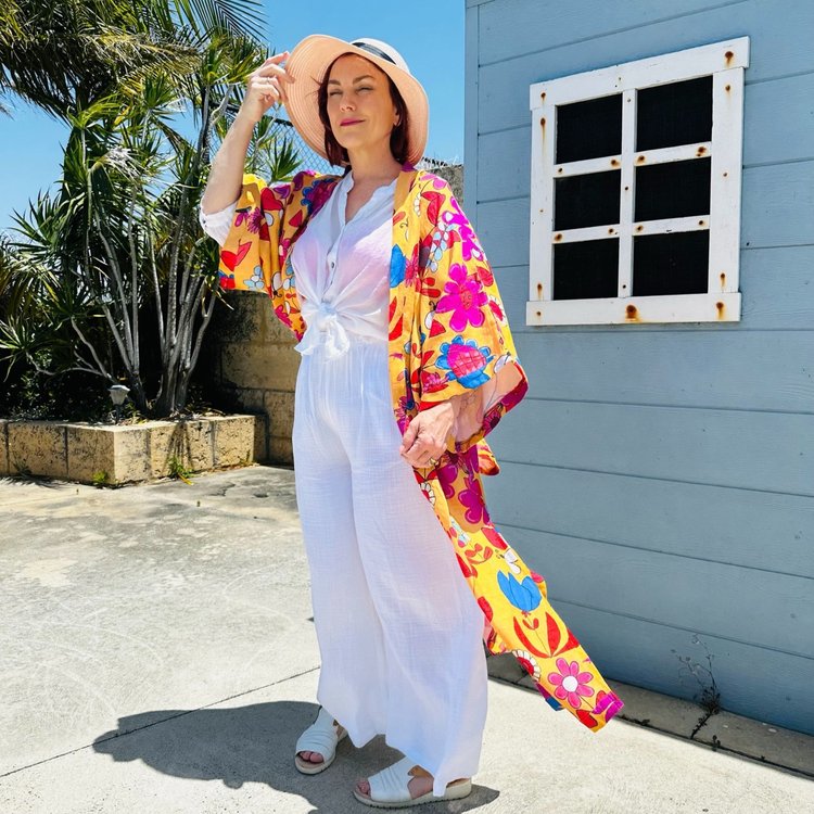Long Kimono in Tweedle Dee Caramel