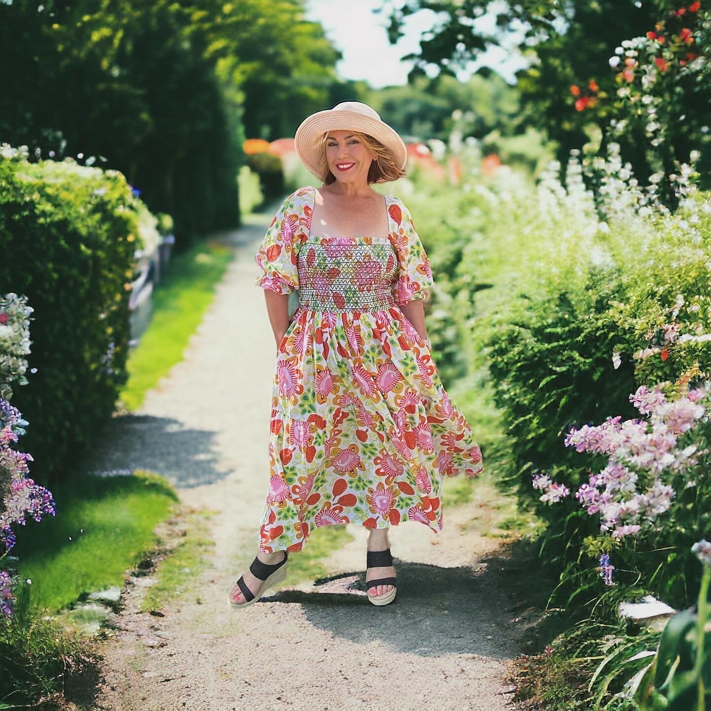 Floral Dress - wearable art Cottage Core in  Mrs Pearl White