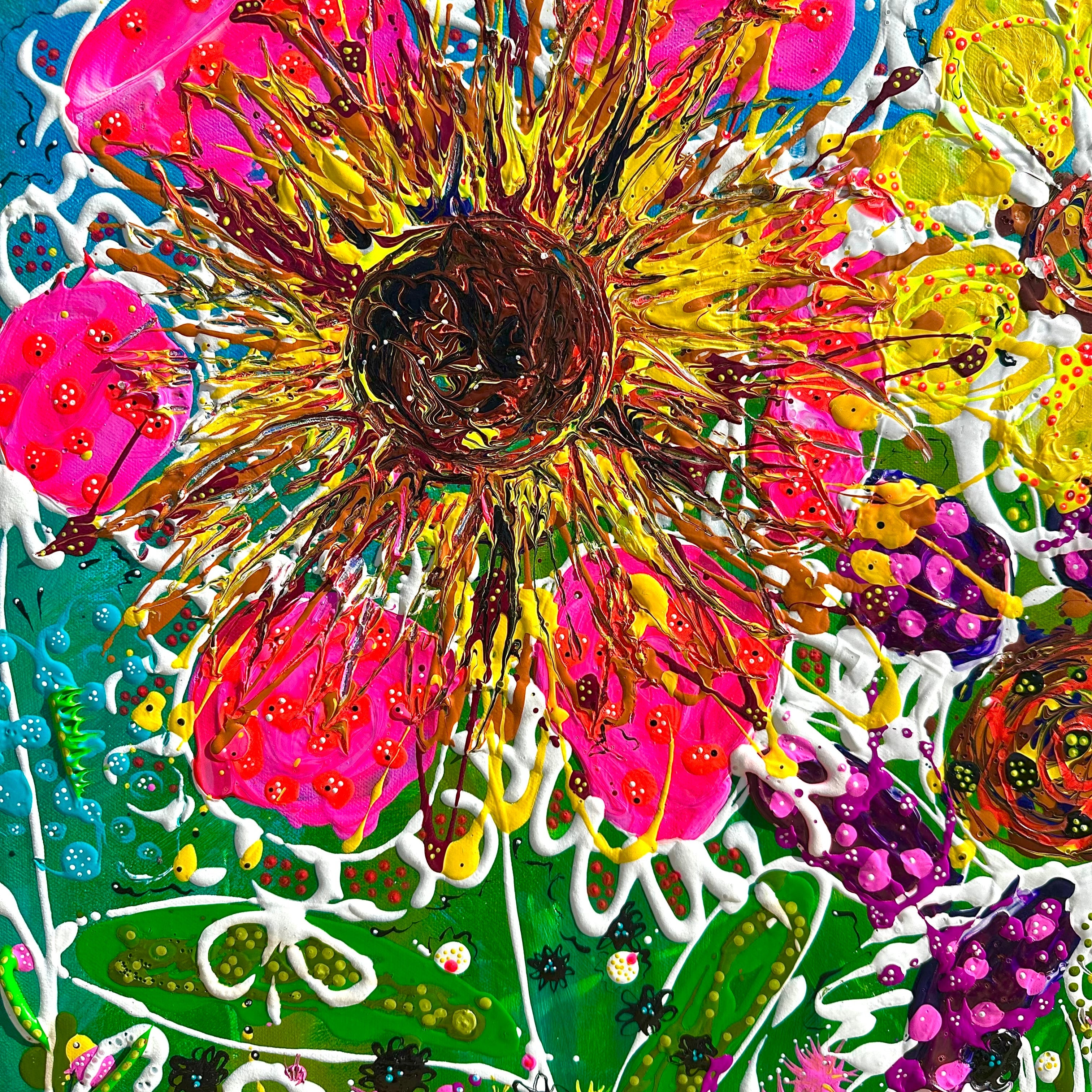 Hand Painted art - with wooden frame Bustin Beetle Flurry