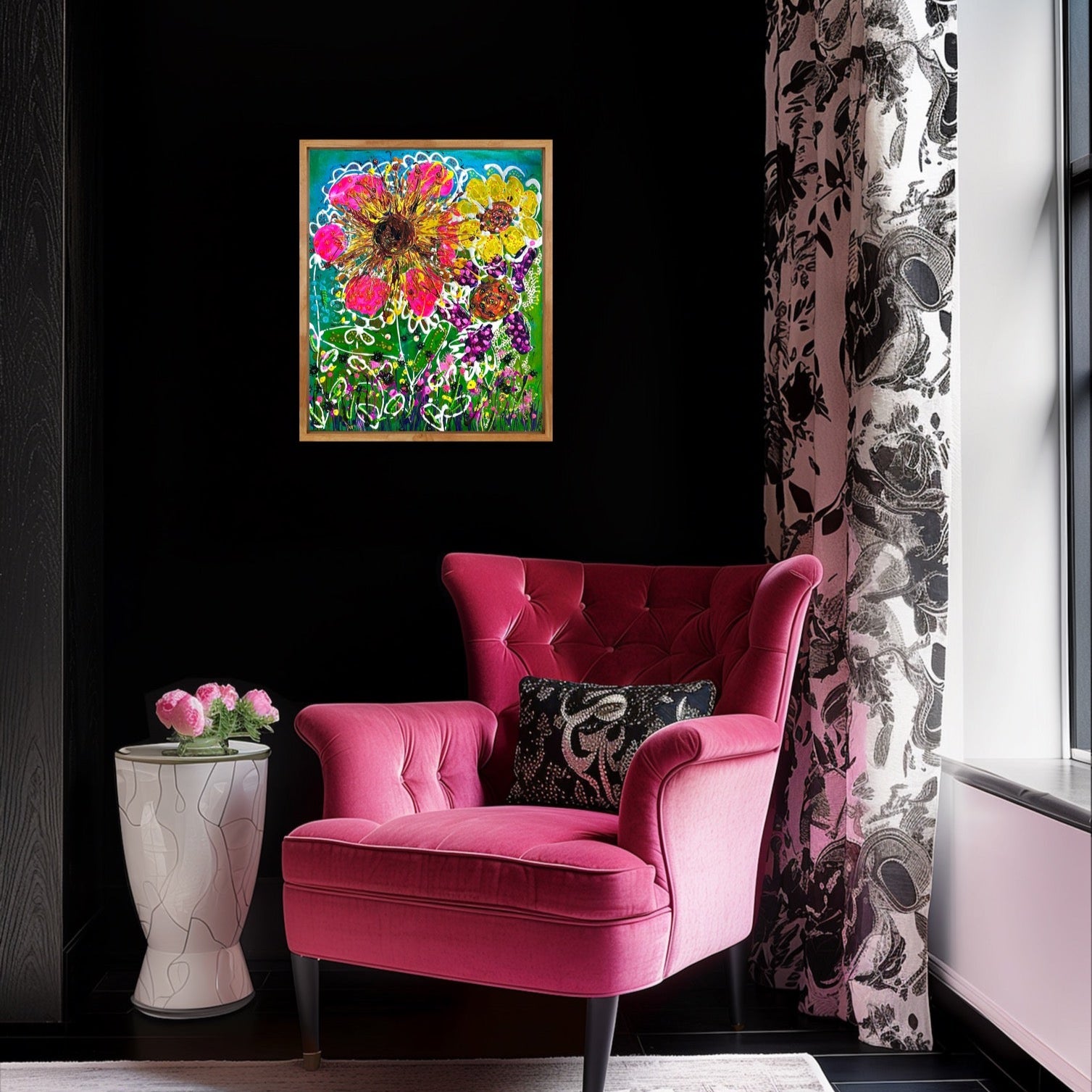 Hand Painted art - with wooden frame Bustin Beetle Flurry