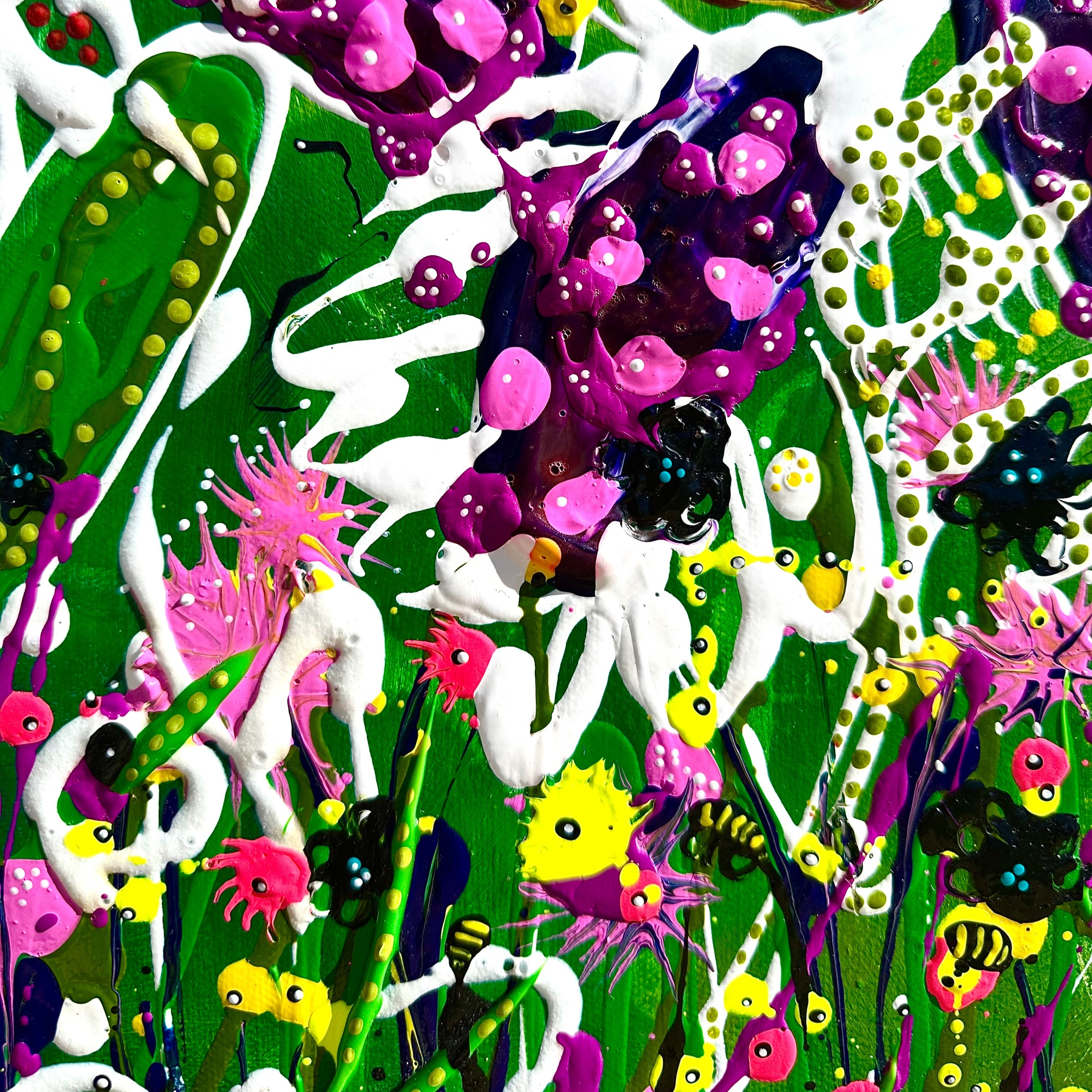 Hand Painted art - with wooden frame Bustin Beetle Flurry
