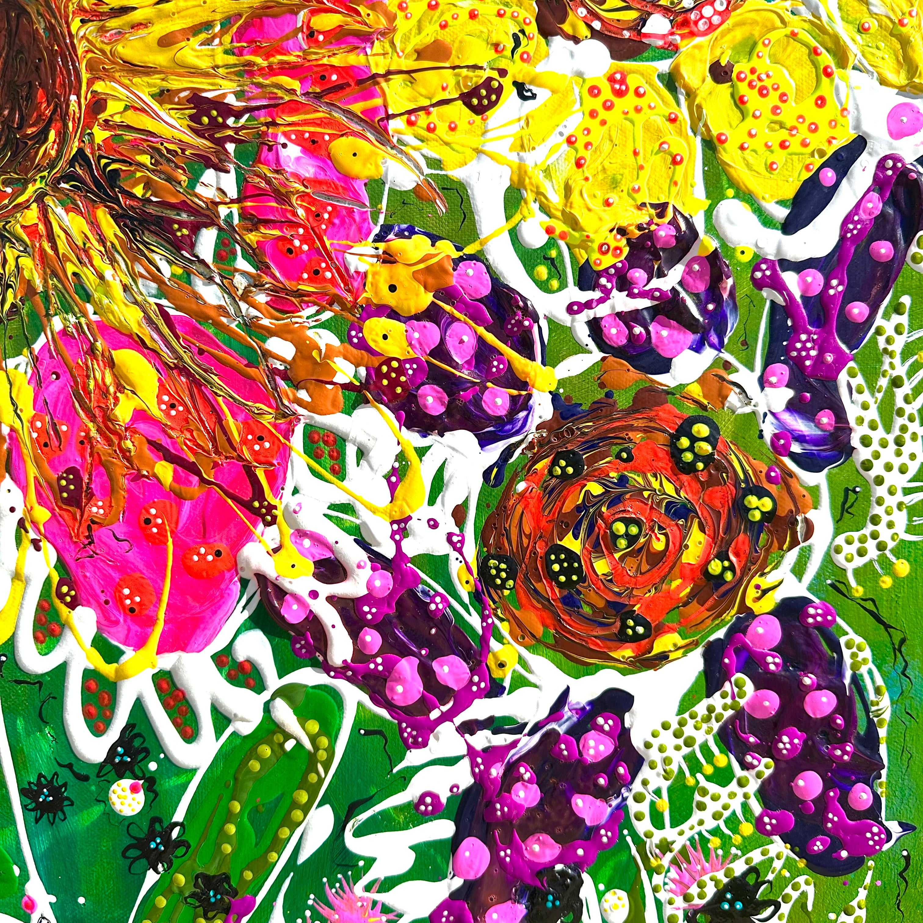 Hand Painted art - with wooden frame Bustin Beetle Flurry