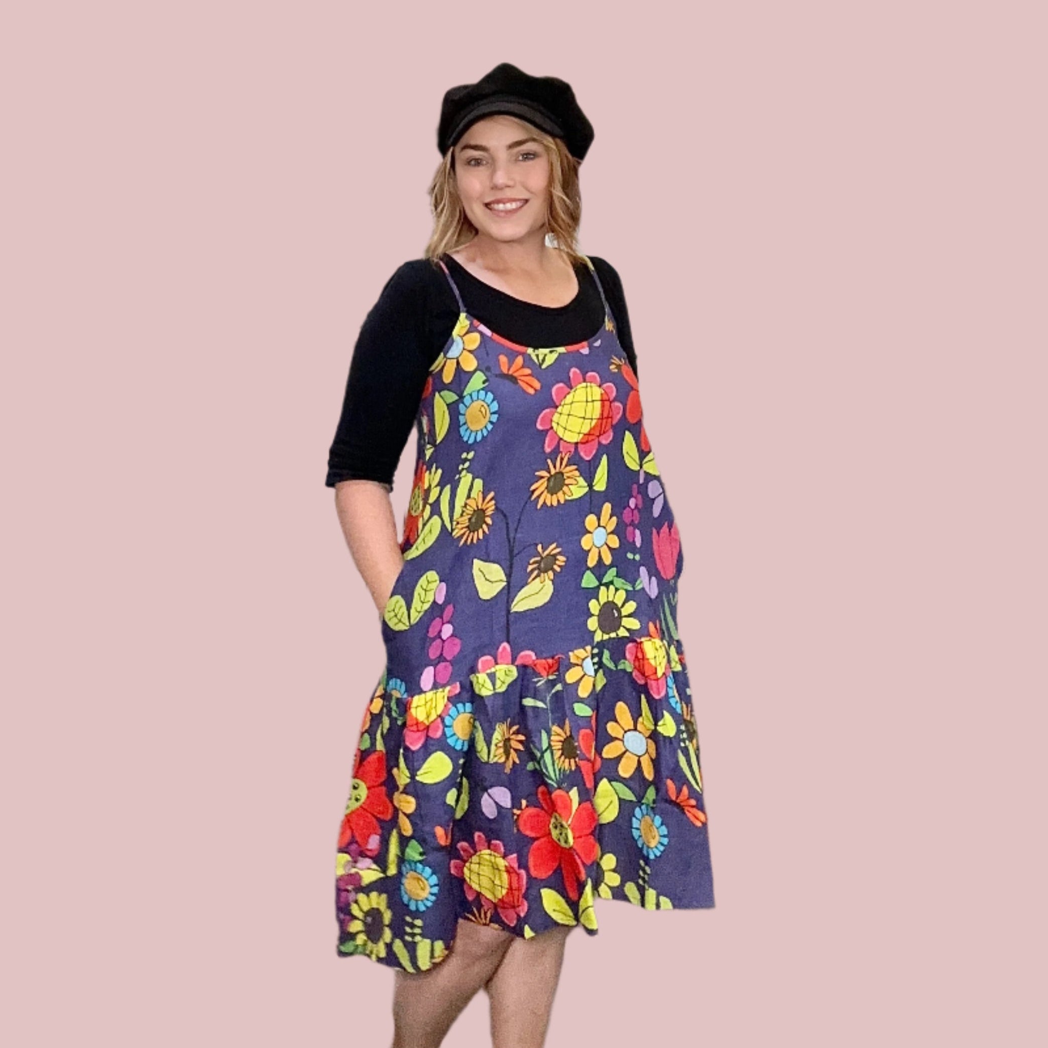 Tiarna Cami Linen in TweedleDee on Denim