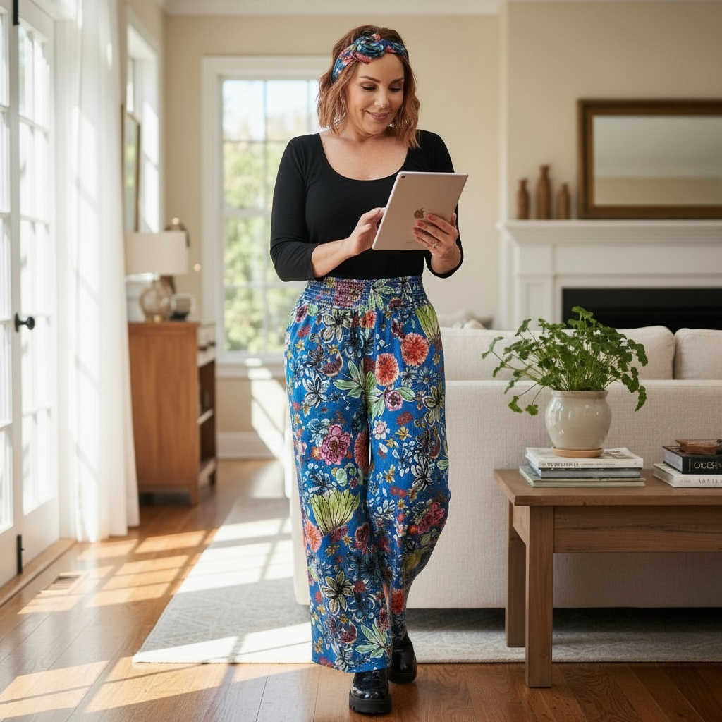 Cassie Pants in Island Time Blue