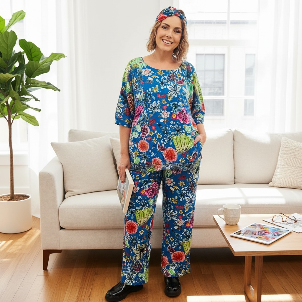 Cassie Pants in Island Time Blue