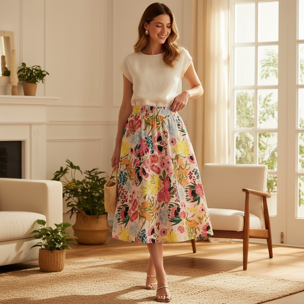 Sophia Skirt in Spring Fling Blush