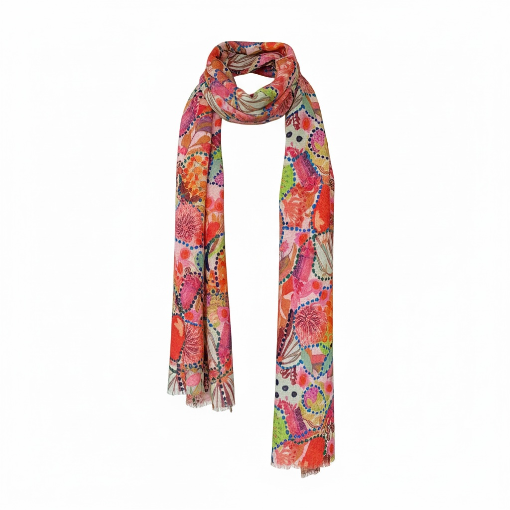 Embroidered Scarf in Bushfire Blush