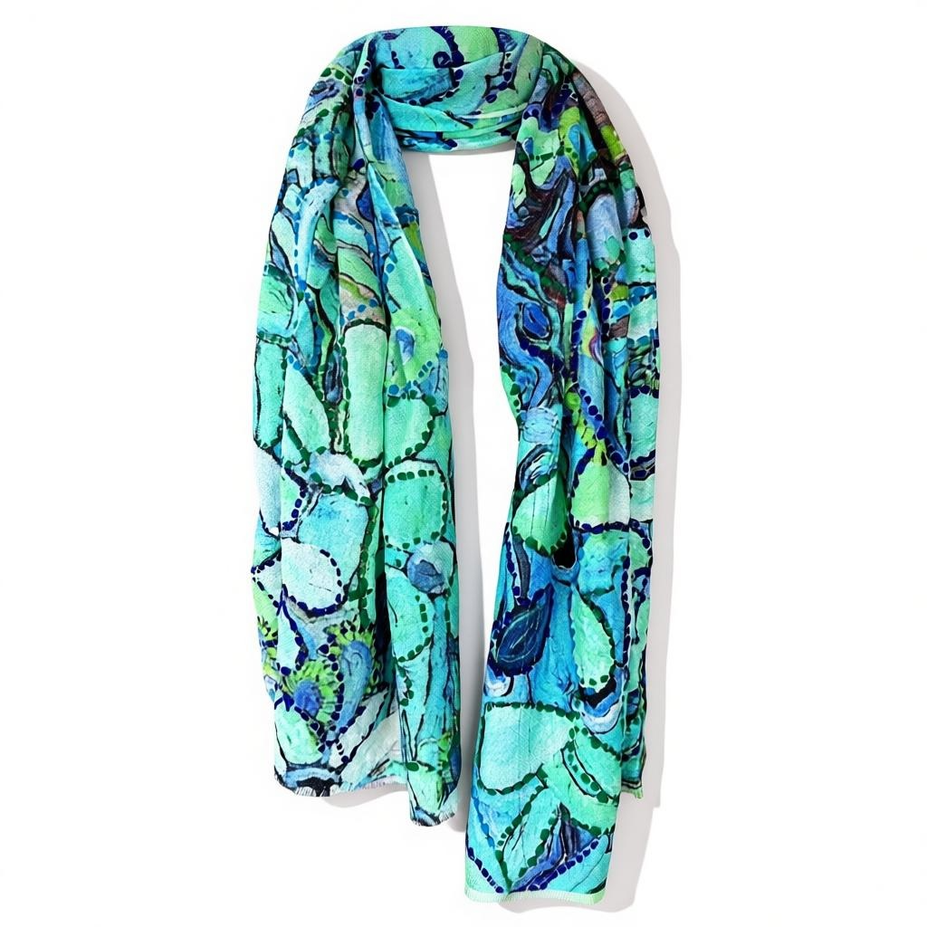 Embroidered Scarf in Perfectly Turquoise