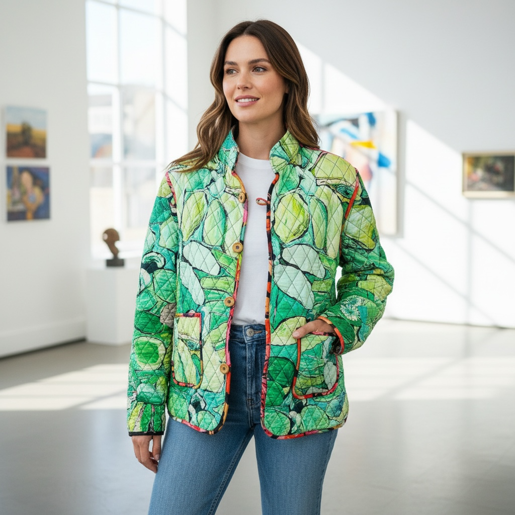 Reversible Quilted Jacket in Cherry Ripe and Apple Pie