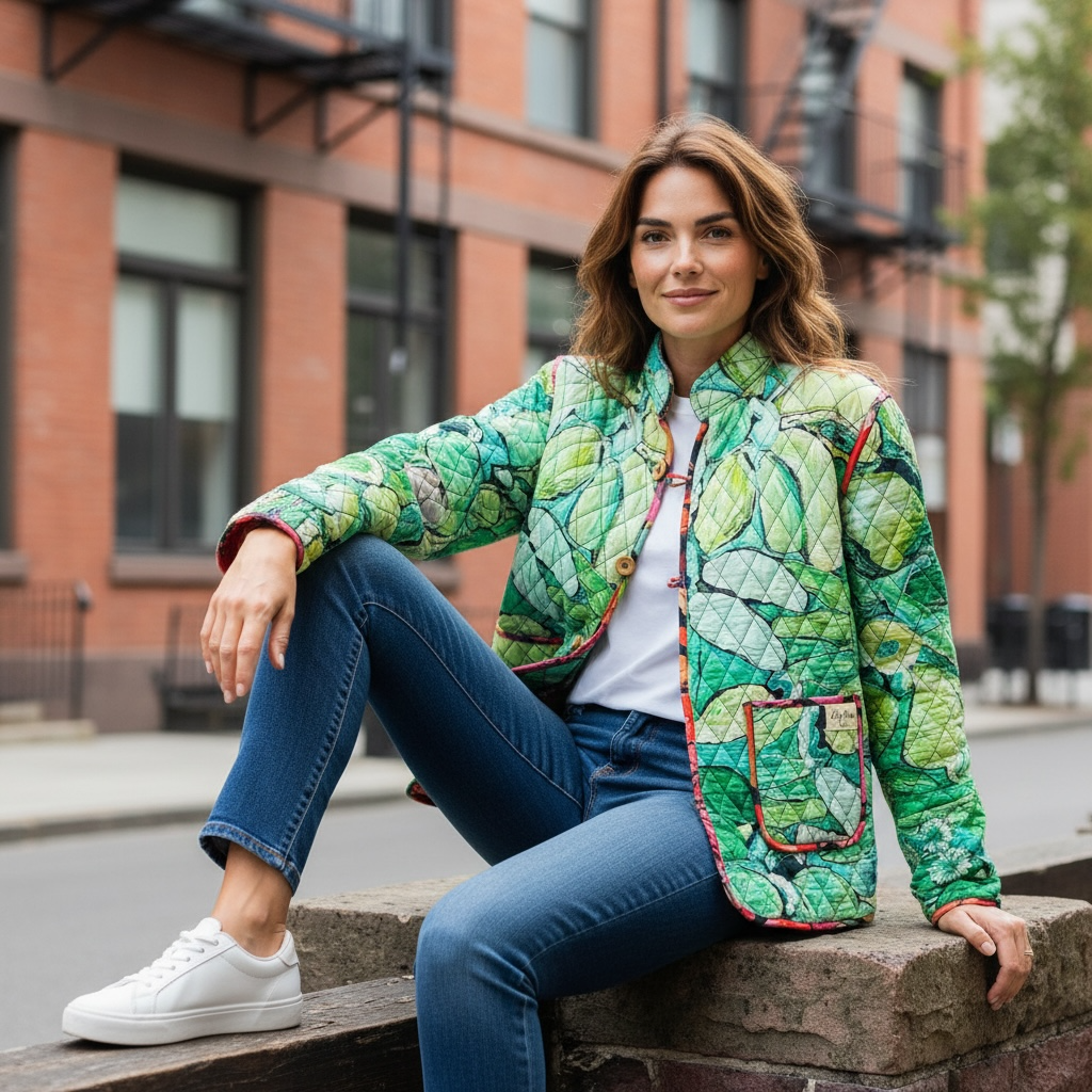 Reversible Quilted Jacket in Cherry Ripe and Apple Pie