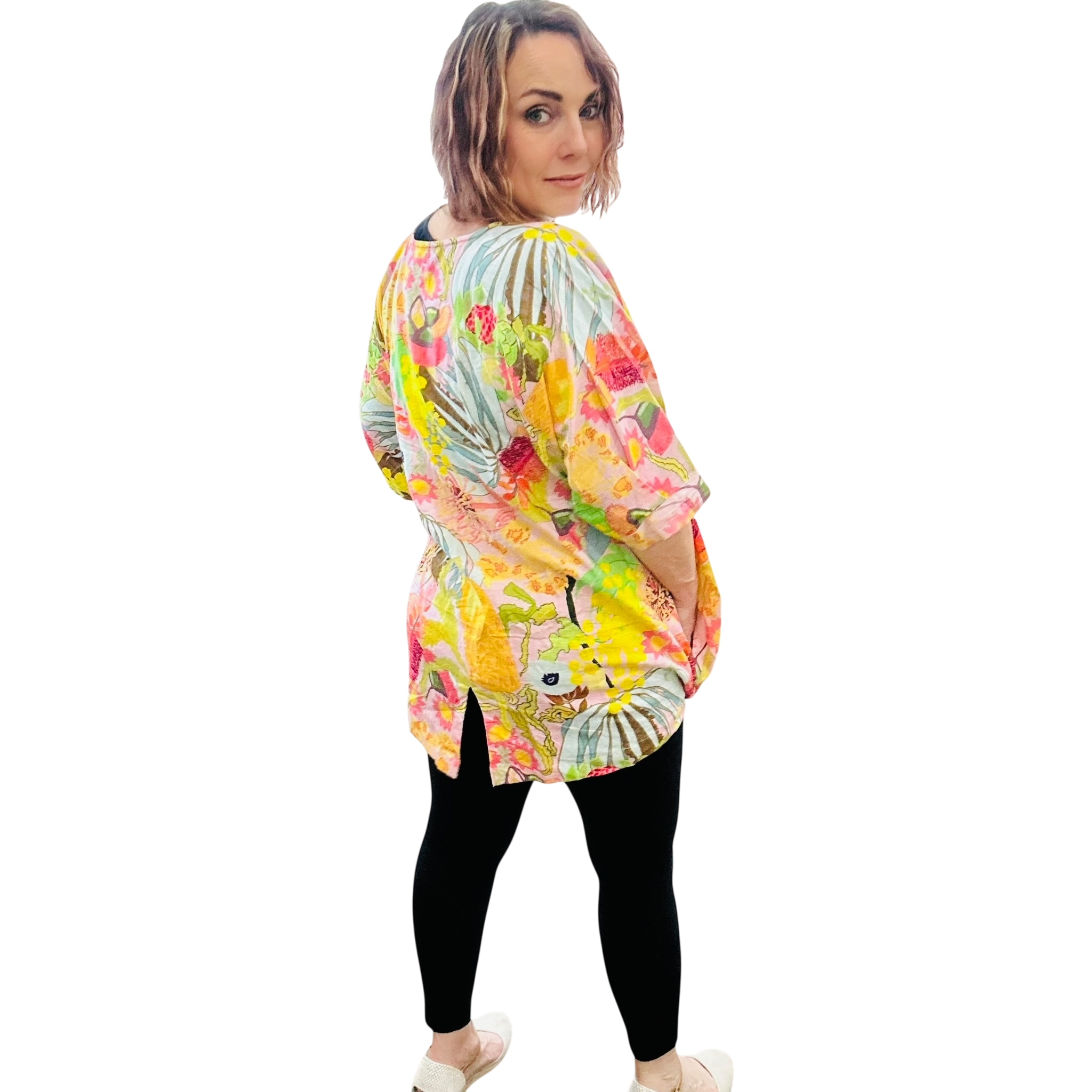 Scrubs or Casual Top in Wildflower Power on Blush