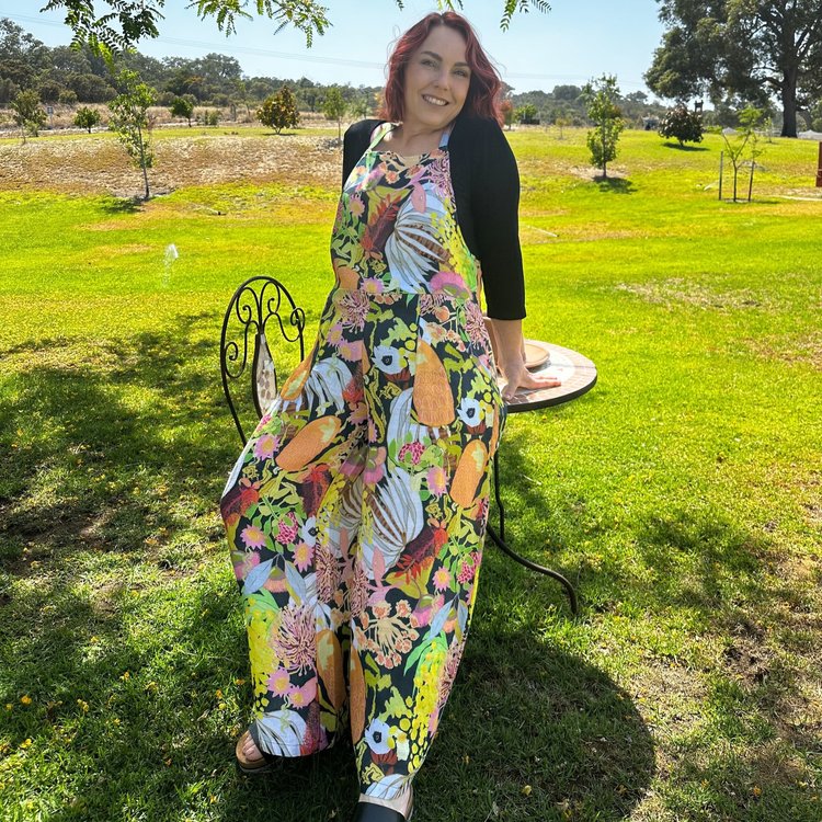 Zoe Playsuit in Wildflower Power in Navy