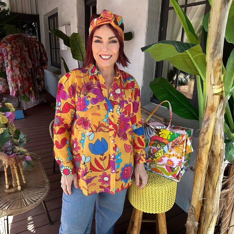 Maxi Shirt in Tweedle Dee on Caramel