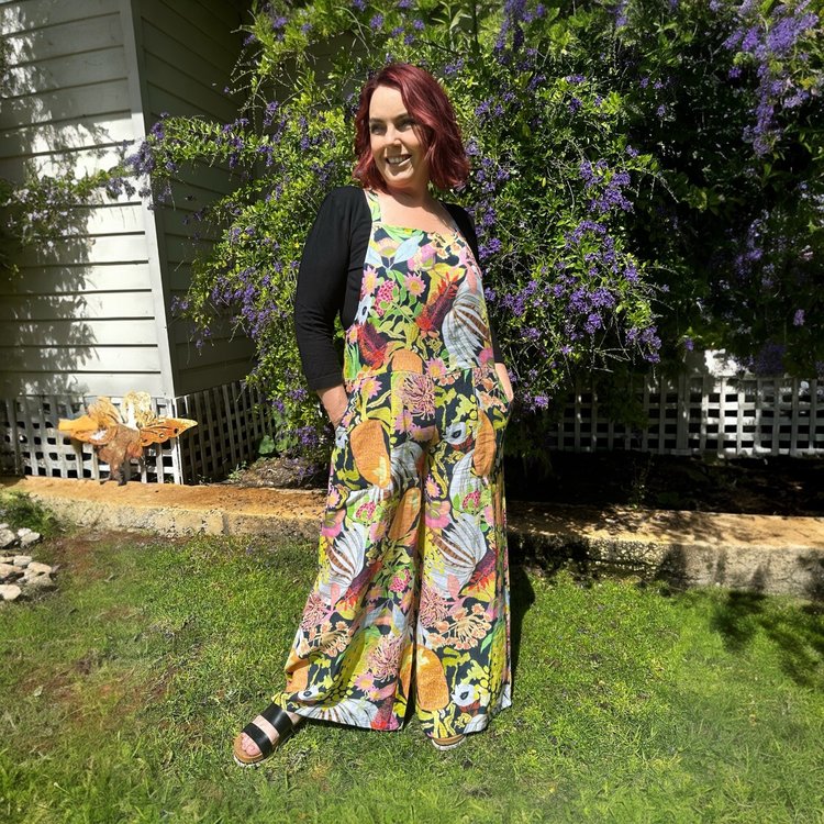 Zoe Playsuit in Wildflower Power in Navy