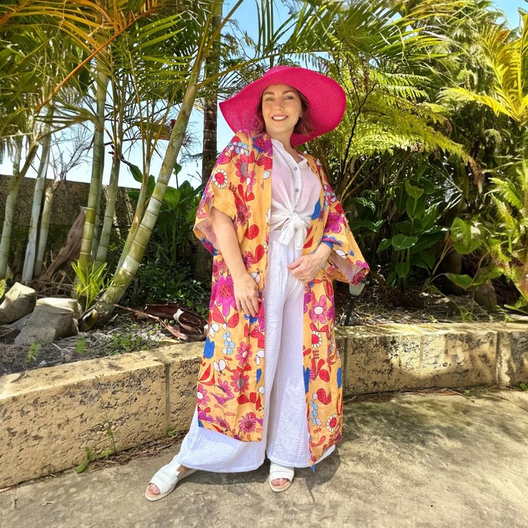 Long Kimono in Tweedle Dee Caramel