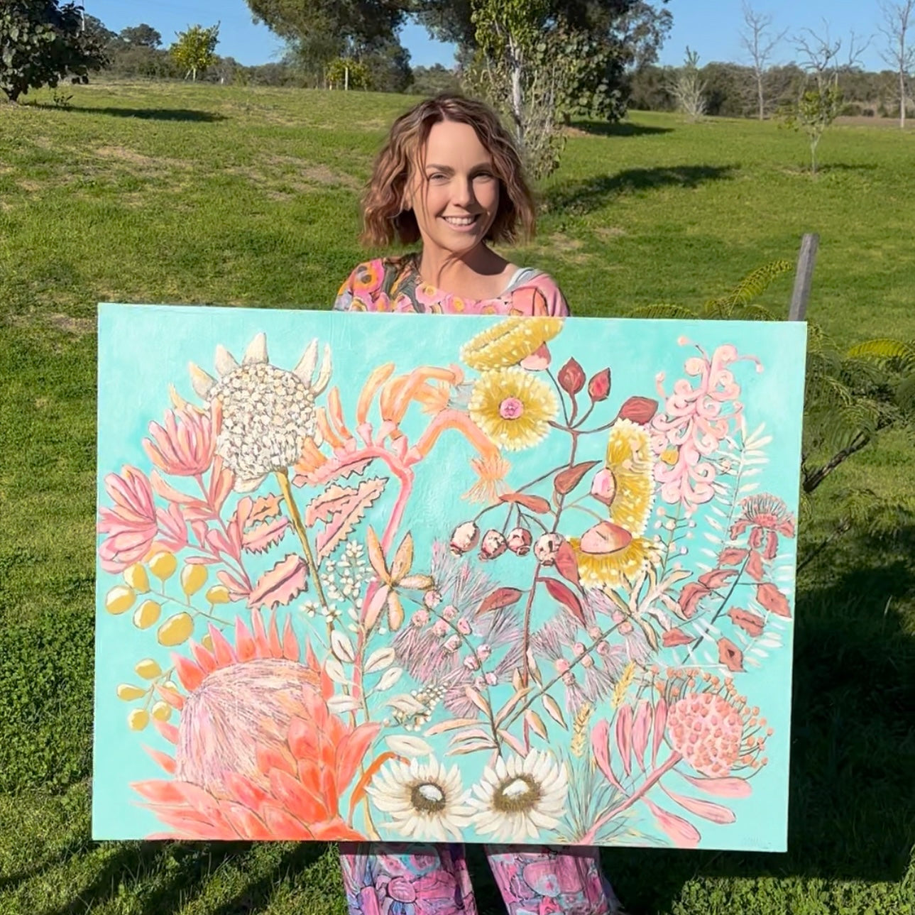 Colourful Australian wildflower artwork in acrylic – painted by Kerry Munns