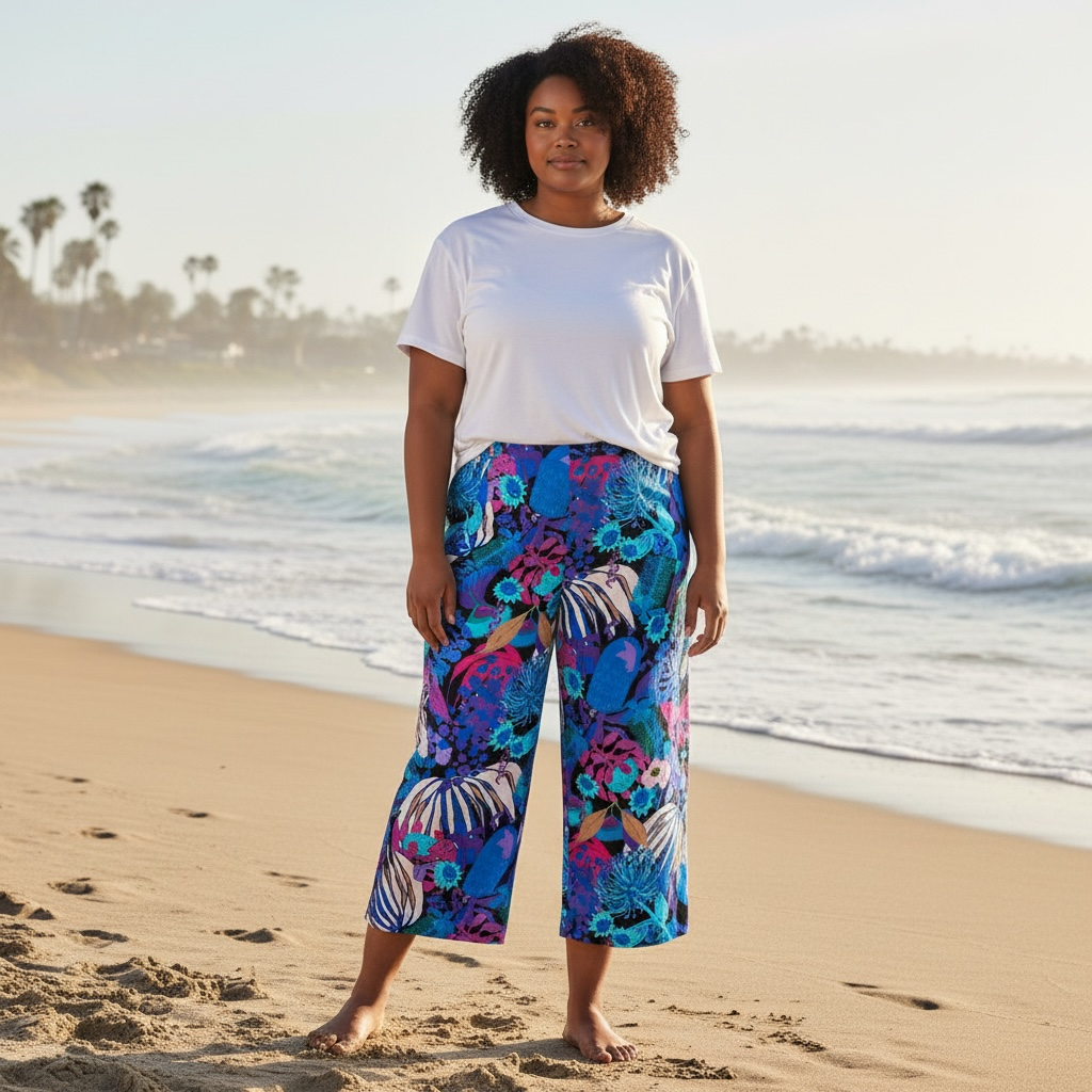 Pants featuring wildflower painting on sustainable cotton denim