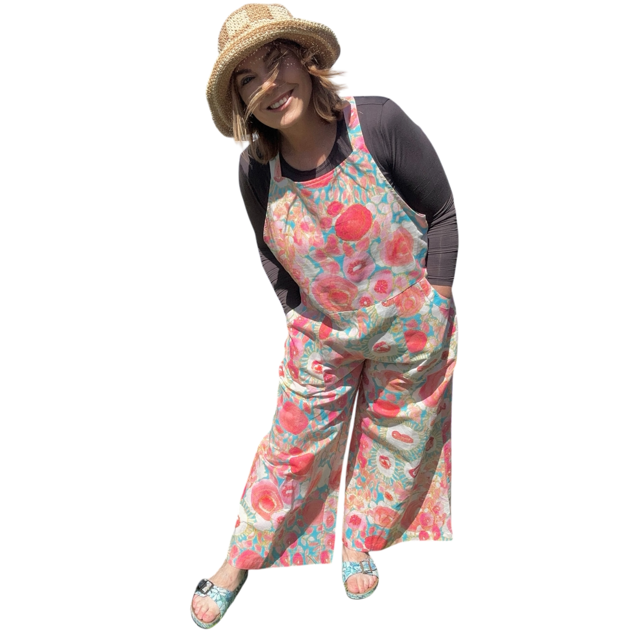 Zoe Playsuit in Petticoat Lane by Kerry Munns Artlife made from sustainable linen featuring original wearable art design