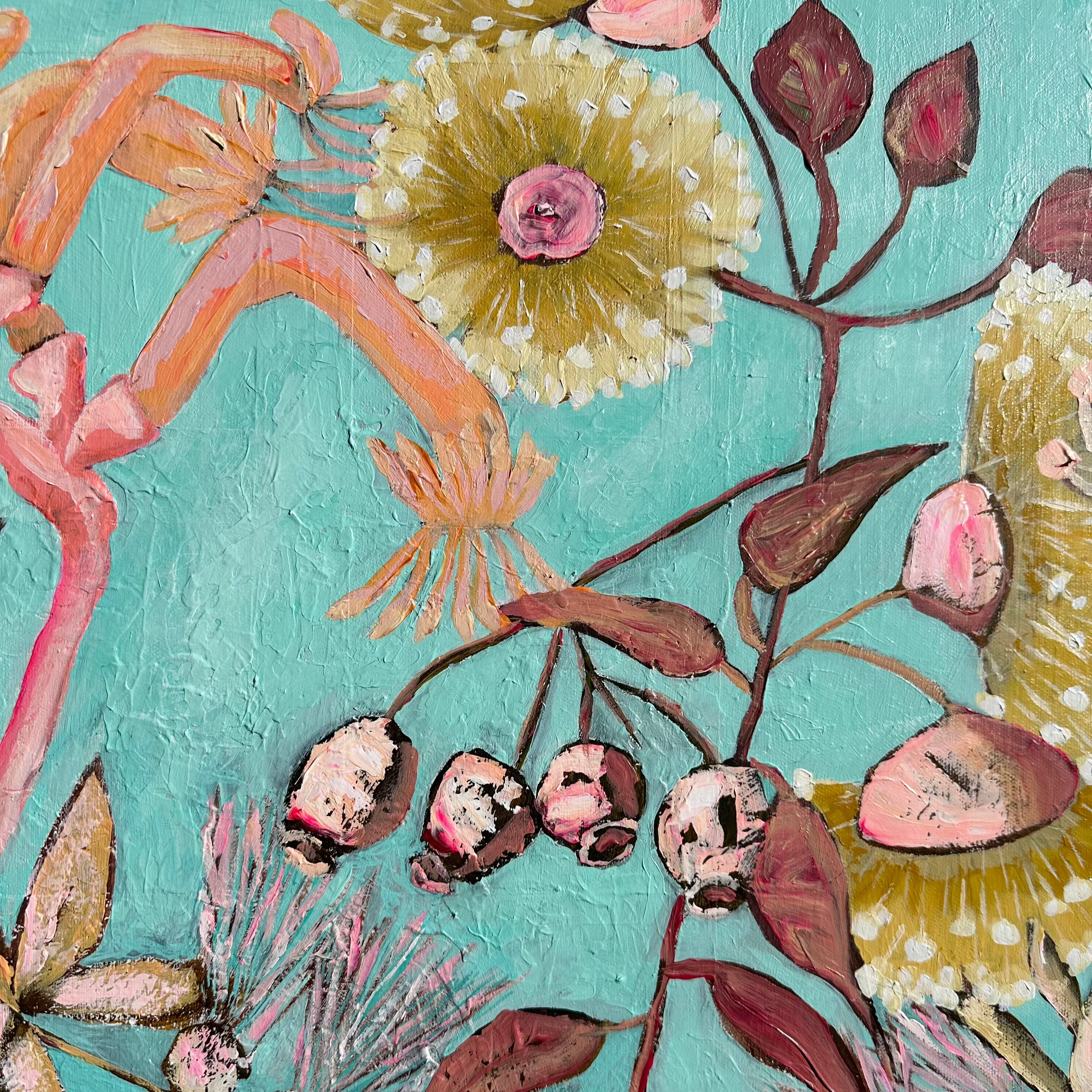 Original acrylic wildflower painting by Kerry Munns – expressive botanical artwork close up