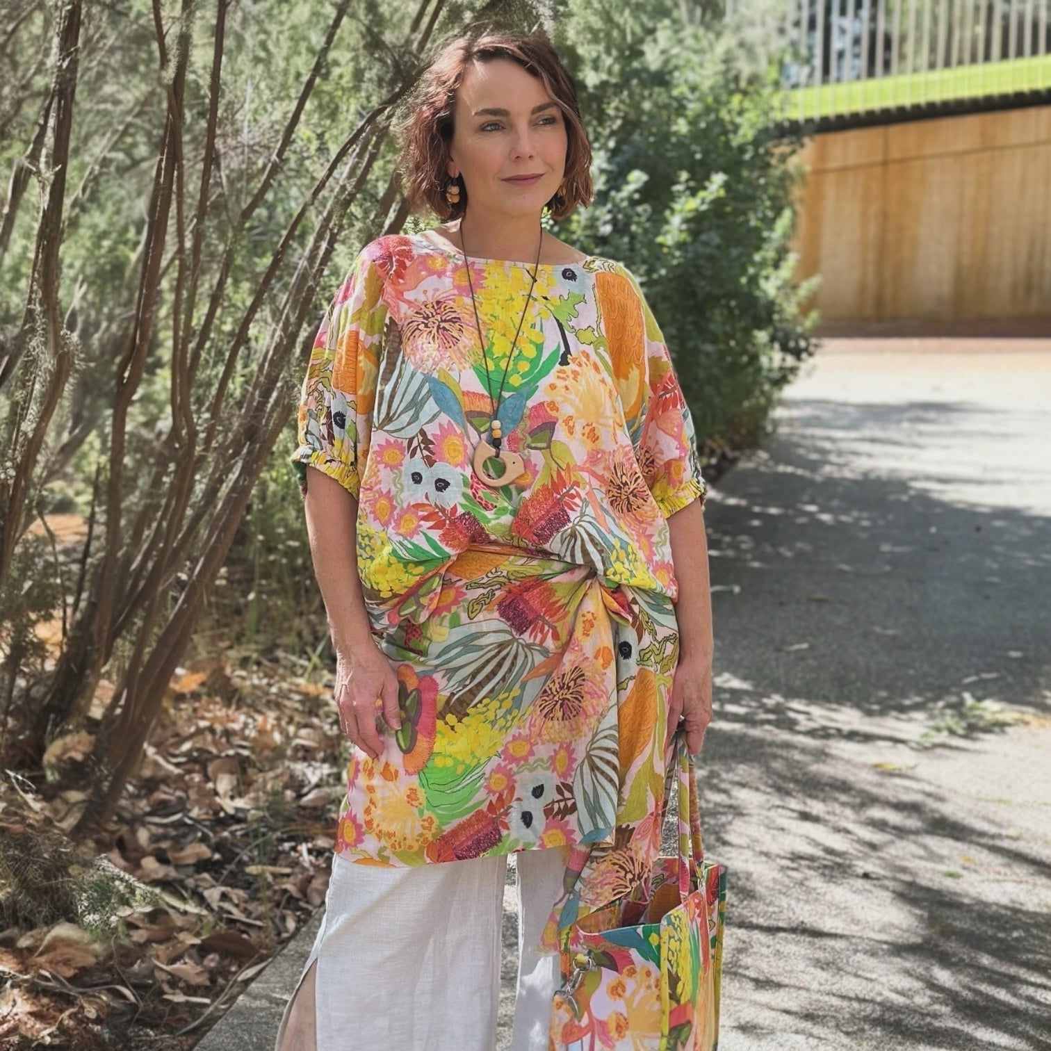 Warm wool scarf with abstract wearable art design