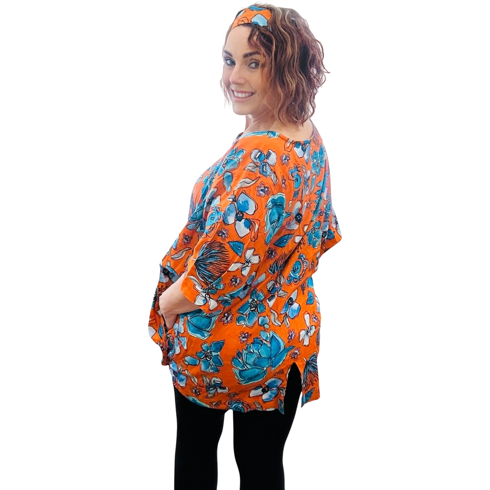 Scrubs or Casual Top in Bush Ballet Burnt Orange