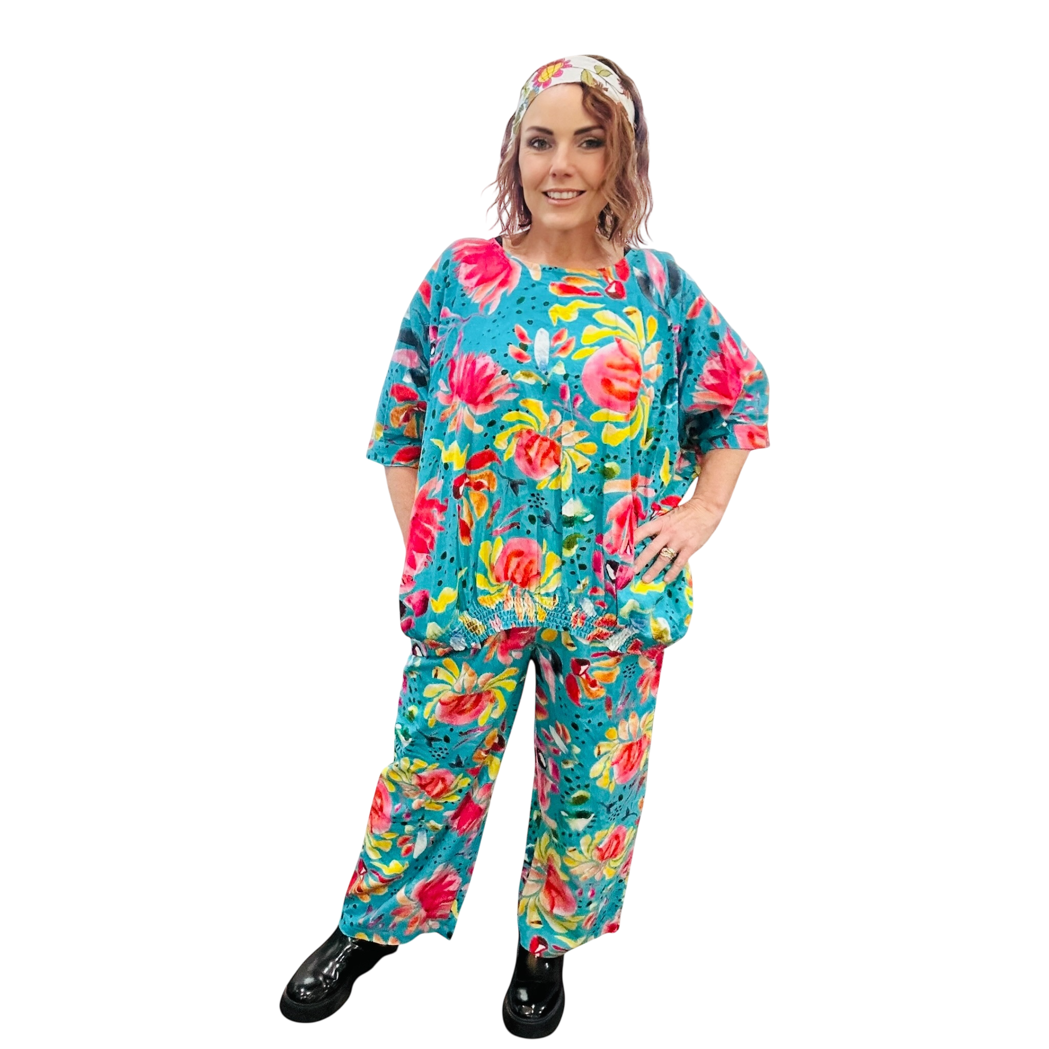 Scrubs or Casual Pants in Turquoise Sprinkles