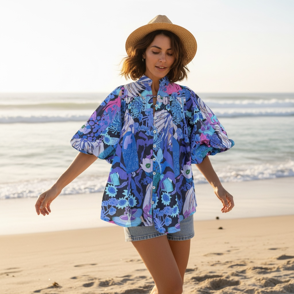 Jessica Blouse in Bushfire Blues